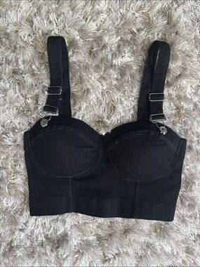 Black Denim Bustier Crop Top💜🌟